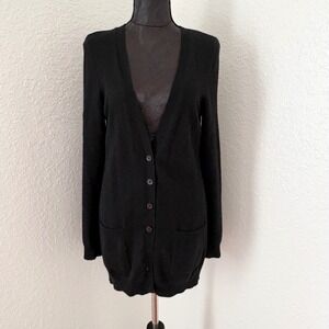 C by Bloomingdale's 100% Cashmere Longline Cardigan Womens L Black